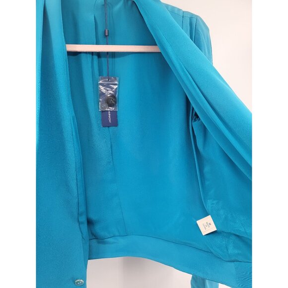 Rebecca Minkoff Turquoise 100% Silk Becky Jacket Medium New w/ Flaw $328 Retail - Picture 7 of 9